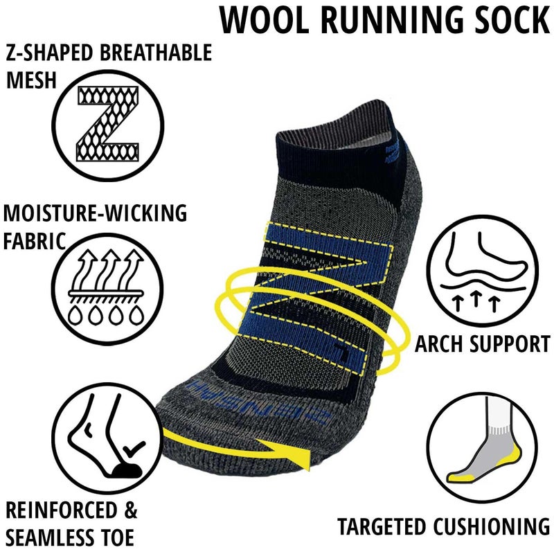 Zensah Wool Running Socks - Soft Cushioned Merino Wool, Moisture Wicking, Anti-Blister - Athletic, Trail Socks (3 Pairs - Cloud, Large) - Image 3